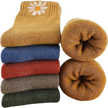 5 par vintertykke uldsokker