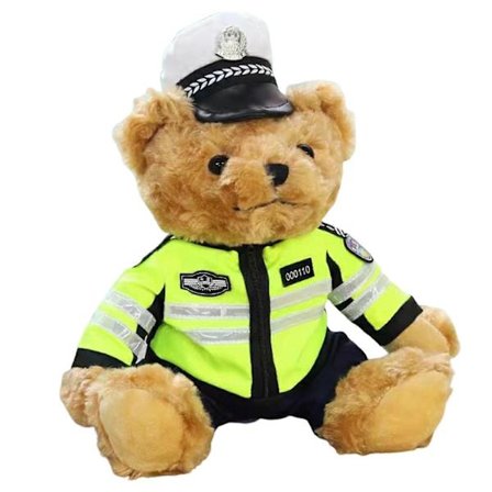 Plyslegetøj Fyldt Dyr Pude Politi Bjørn Legetøjsdukke til Børn Piger Drenge (LGL)