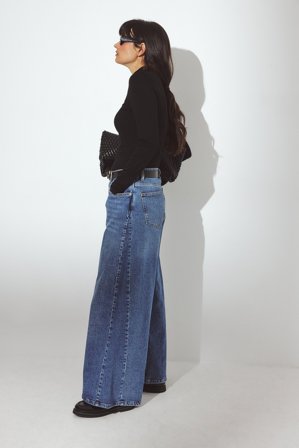 NA-KD Mid Waist Panel Detail Denim - Mid waist jeans - Blå - EU 36