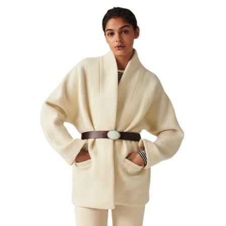 Ba&Sh, Single-Breasted Coats Beige, Heren, Maat:S,wol