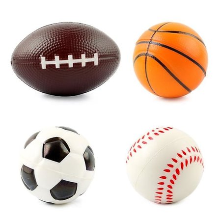 Grip Ball Rugby Basketball Fotball Skumball, Sett med 4 baller for barn