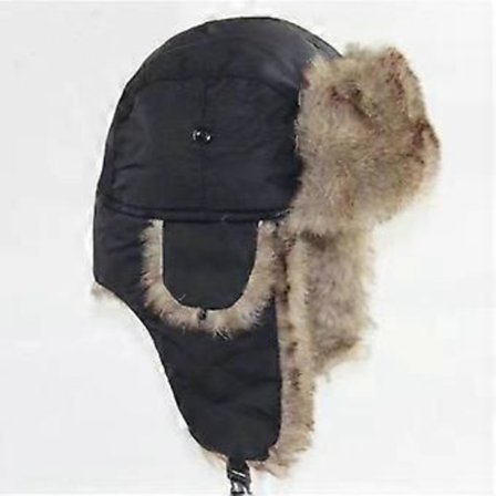 Taslan Ushanka Trapper Hat - Faux Pelsforet Russisk Stil Varm Vinterhue (lys sort)