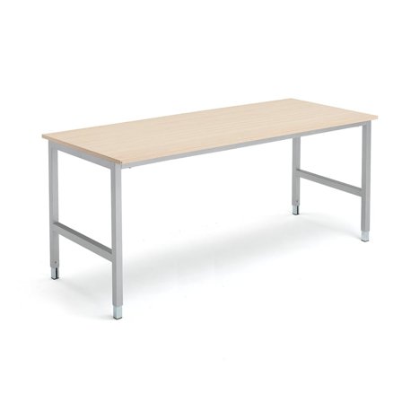 Work table OPTION, 1800x800x720-900 mm, birch, silver