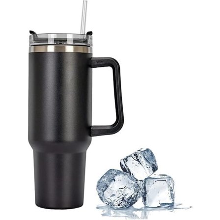 (Sort) Isoleret krus - Uspecificeret - 40 oz - 304 rustfrit stål - Sort - Genanvendelig med sugerør