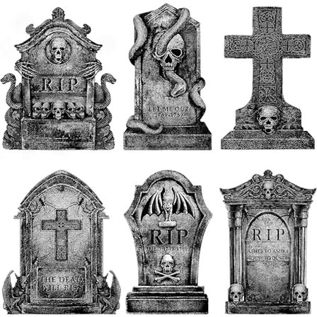 Halloween Dekorativa Utomhus Kyrkogårds Gravvårdar: 6st Stora Gravsten Halloween Dekorativa Gårdsskylt med Insatser, 16 Tum