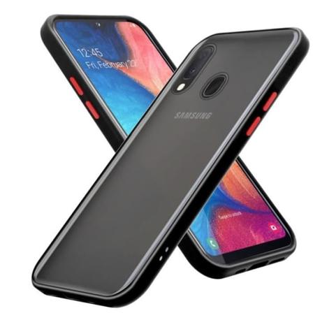 Fodral till Samsung Galaxy A10e / A20e i Frosted Black - Red Keys Cadorabo Cover Hybrid Protection Silikon TPU