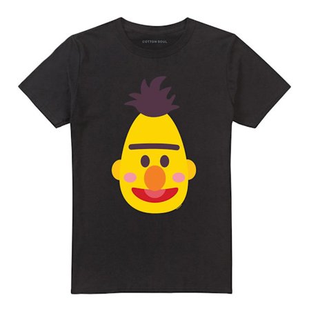 Sesame Street Unisex Vuxen Bert Kawaii Ansikte T-Shirt L Svart