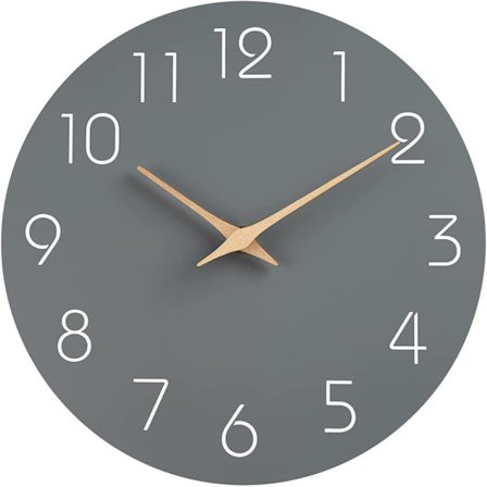 Stillegående veggklokke uten tikking, dekorativ for kjøkken, soverom, bad, kontor, stue, batteri