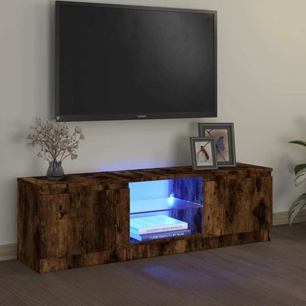 vidaXL Tv-bänk med LED-belysning rökfärgad ek 120x30x36 cm