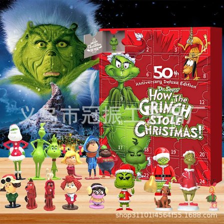 2024 Ny Disney Stitch-dukke Adventskalender Gave 24-dagers nedtelling kommer gaver hyggelig Blind Box(Juletrær Grinch Blind Box-Rød)