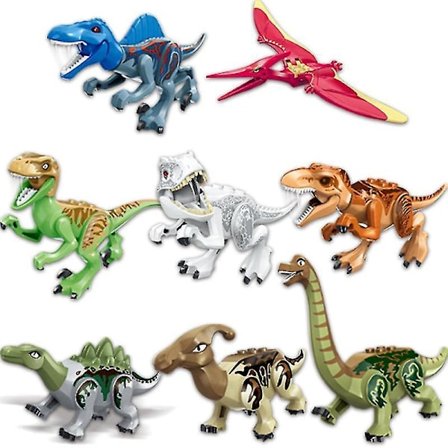8pcs Jurassic Dinosaur Toys Small Building Blocks For Boys