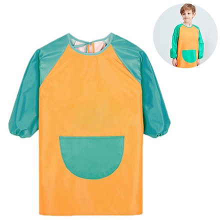 Unisex drenge piger vandtæt kunst kittel børn male forklæder med lommer lange ærmer og ærmeløs alder 6-9 år