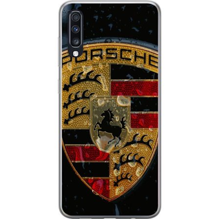 Kompatibelt Mobilskal till Samsung Samsung Galaxy A70 Porsche logotyp affisch lyxbilsmärke vapen skåpbilsemblem Stuttgart klassisk retrodesign bilko