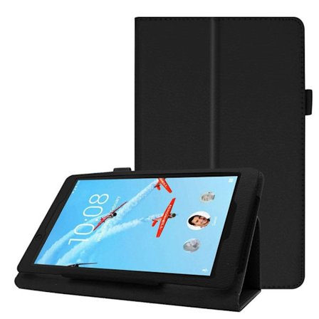 Lenovo Tab E8 litchi läderfodral - Svart