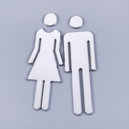 Selvklæbende toiletskilt til damer og herrer, toiletskilte til badeværelsesdør til hjem, hotel, kontor, butik, parkeringsplads, restaurant sølv