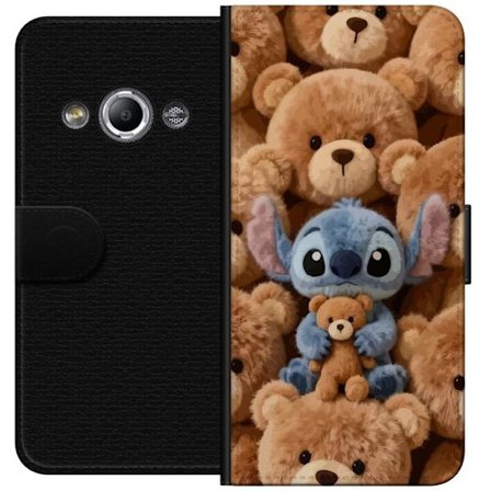Kompatibel Tegnebogsetui til Samsung Galaxy Xcover 3 Stitch omgivet af brune teddybjørne med en lille teddybjørn i armene i en sød og hyggelig kawaii-