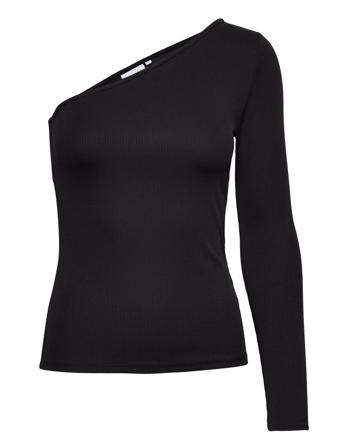 Q-Nova Shoulder Top T-shirts & Tops Long-sleeved Svart Calvin Klein