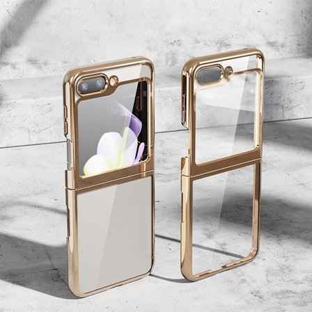 För Samsung Galaxy Z Flip 6 Transparent Case, Crystal Clear Slim Plating Shockproof Protective Cover För Samsung Galaxy Z Flip 6