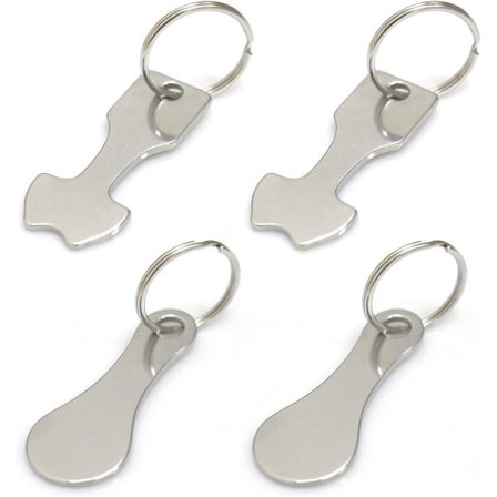 4-pakkiruostumattomasta teräksestä valmistettu pyöreä ostoskorin avainrenkaallinen työkalu