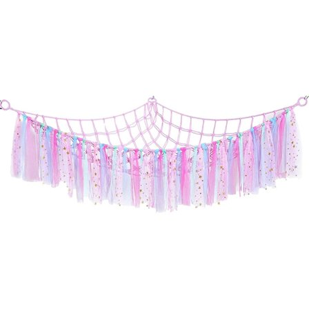 Täytettyjen eläinten verkkohama, makramee-leluhama, pehmolelujen säilytyshama, kulmaan ripustettava verkkokangas