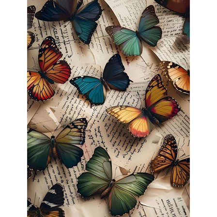 Vintage Butterfly Diamond Art Timanttimaalaussarjat - 5D-timanttitaidesarjat aikuisille, DIY-kokoporaustimanttimaalaus perhosesta kodin 
