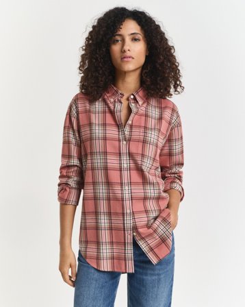 GANT Damen Relaxed Fit Flanellbluse mit Karomuster (40) Rot