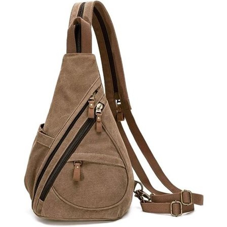IC Canvas Sling Bag - Liten Crossbody Ryggsäck Axelväska Casual Dagryggsäck för Män Kvinnor