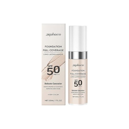 Fargeendrende foundation, flytende feilfri fargeendrende varm hudtone foundation makeup, lett og vanntett langvarig fuktighetsgivende (elfenben)