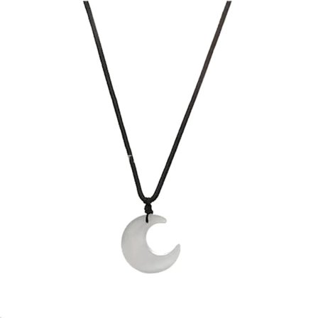 Halssmycke - Halvmåne - Vit - 60cm halsband