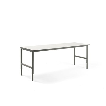 Pakkauspöytä CARGO, 2400x750 mm, valkoinen laminaatti, harmaa runko