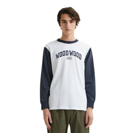 Wood Wood, Longsleeve T-shirt Wit, Heren, Maat:S