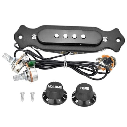 Sähkökitaran Mikrofoni 4-kielinen Kitaran Tarvike Musiikkivälineen Mikrofoni (Musta)