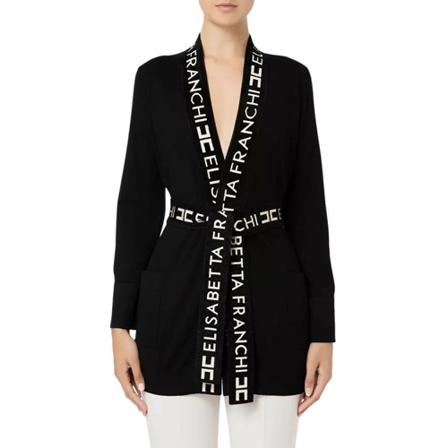 Elisabetta Franchi, Kimono Cardigan Zwart, Dames, Maat:L