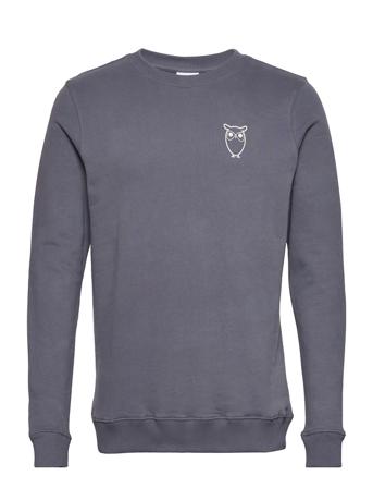 Elm Owl Sweat - Gots/Vegan Svetari Collegepaita Sininen Knowledge Cotton Apparel