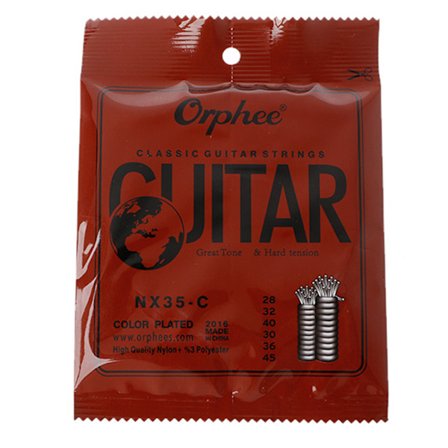 Orphee NX35-C 6stk Klassiske Guitarstrenge 028-045 Tommer Nylonkerne Stålbelagt