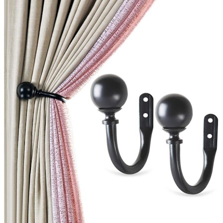 2 stk. Gardin Holdback Tieback Rund Medaljon Sort mat 11mm