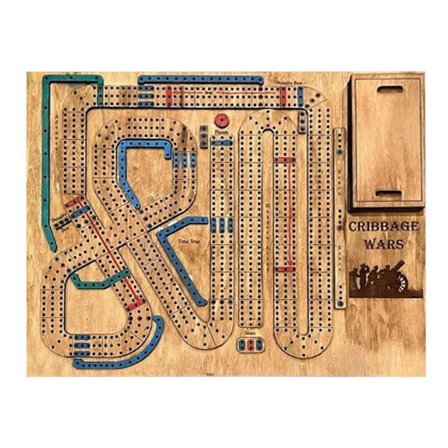 Cribbage Wars Brætspil - Klassisk Kortspil med Sjove Vendinger, Opbevaring til Kort & Pins, Interaktivt Forælder-Barn Brætspil (FMY)