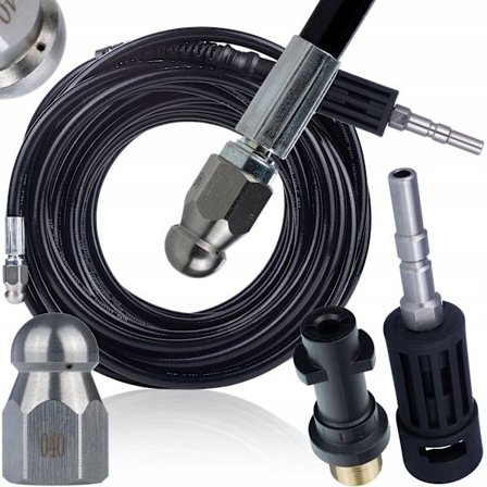 Avløpsslange 20M for Høytrykkspyler – 3+1 Dyse | 200 Bar | Kompatibel med Karcher K2-K7, Kranzle K2160