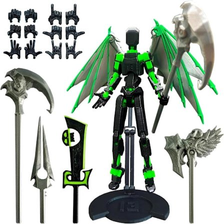 T13 Demon Actionfigur med flere tilbehør, ferdigmontert Titan 13 skrivebordsdekorasjon, 3D-printet flerleddet dummy 13 figur med feste