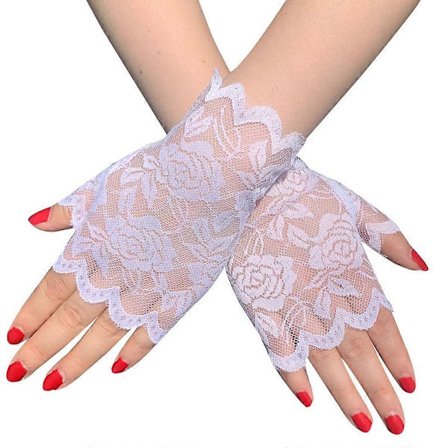 Korte blondehandsker til damer, elegante sommerprinsessehandsker, formelle fingerløse vanter til bryllupsfest, konkurrencedragt, gave, hvid