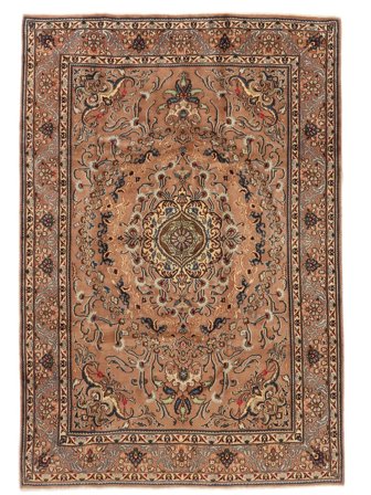 Hand Knotted Persian Moud Sherkat Farsh Rug 198X294 Brown/Black