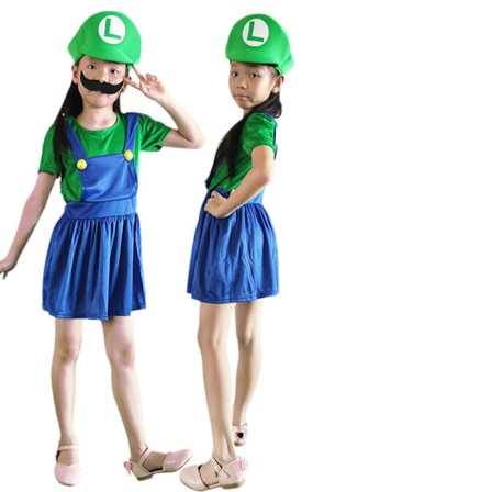 Halloween Muskel Kostyme Cosplay Barnekostyme Hulk Hevner Anime Kostyme (Mario jenter grønn) M