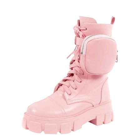 Tyylikkäät Platform-saappaat Pienellä Taskulla, Naisten Nauhalliset Pyöreäkärkiset Saappaat Syksyyn