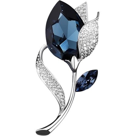 Temperament Fashion Elegant Konstgjord Blomma Form Blå Rhinestone Brosch Pin Brosch Pin Bröstnål Rhinestone Fest Kristall Kvinnor Brosch Kläder Fas