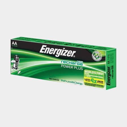 Laddningsbara AA-batterier Energizer Recharge Power Plus, 1.2 V, nickelmetallhydrid (NiMH), 2000 mAh, 10-pack