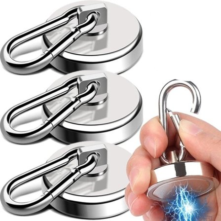 4 kpl vahva neodyymi magneetti koukut 360°pyörivä karabiini magneetti rengas avaimenperä koukku