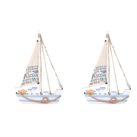 3 stk Trebåt med LED-pynt Middelhavs-stil Seilskutemodell 2 stk 21,5X5CM 2pcs 21.5X5CM