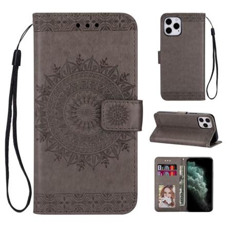 Iphone 12 Pro Max - Mandala Plånboksfodral - Grå Grey Grå