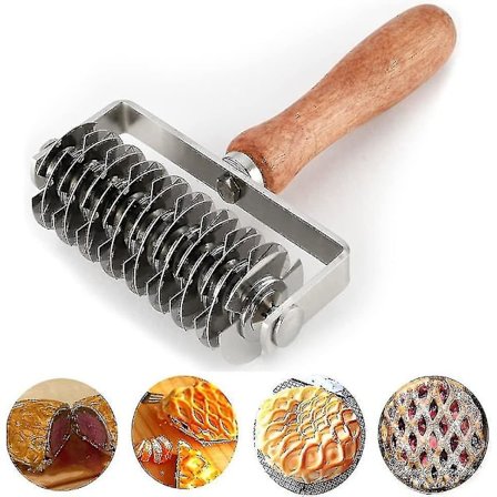 Ampseven Pastry Lattice Roller Cutter - Rustfritt Stål Deiggitter For Pai Pizza Brød Beef Wellington Pastry Crust Roller Cutter