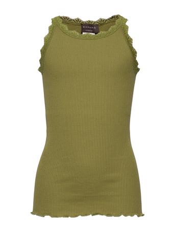 Silk Top W/ Lace T-shirts Sleeveless Grønn Rosemunde Kids*Betinget Tilbud